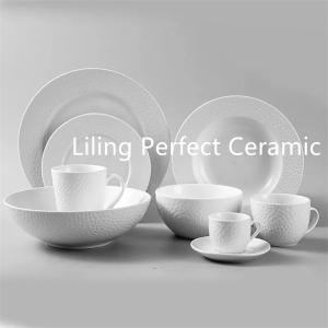 white body emboossment design ceramic dinnerset 